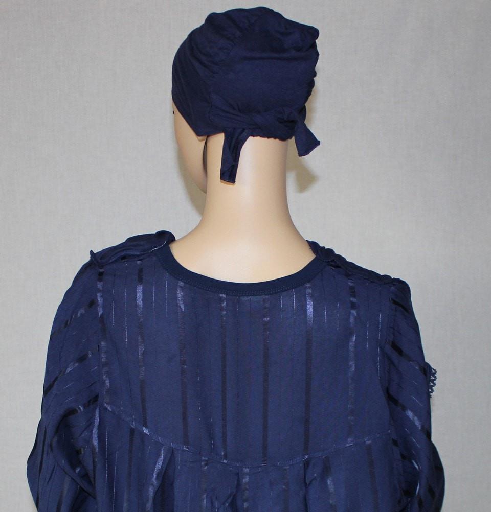 Firdevs Dress Amade Women's One-Piece Prayer Dress Navy Blue Abaya Gift Set - Modefa 