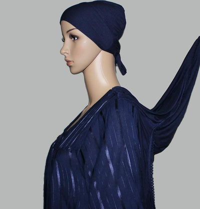 Firdevs Dress Amade Women's One-Piece Prayer Dress Navy Blue Abaya Gift Set - Modefa 