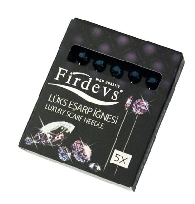Firdevs Hijab Pins Firdevs Rhinestone Jewel Luxury Hijab Pins Set of 5 - Midnight Teal - Modefa 