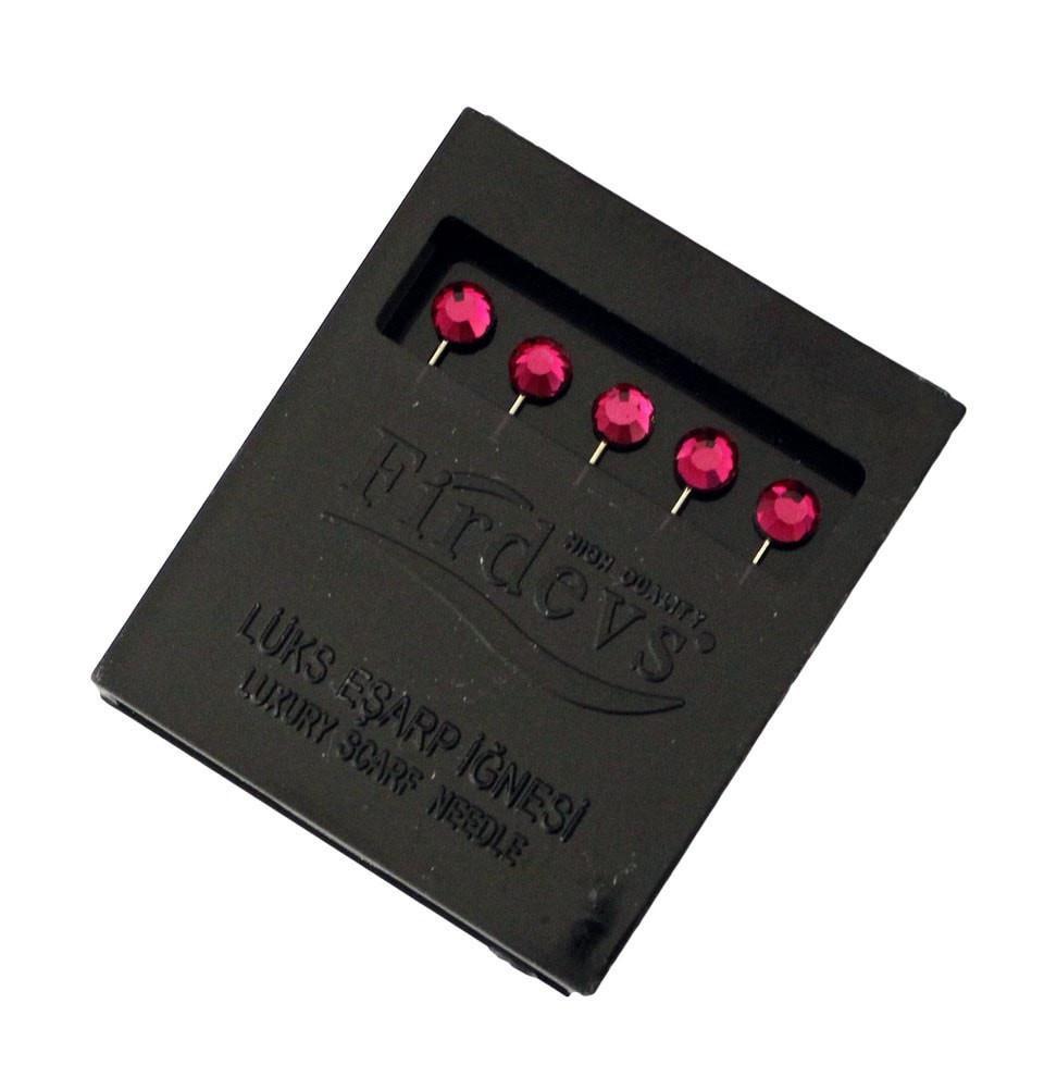 Firdevs Hijab Pins Magenta Firdevs Rhinestone Jewel Luxury Hijab Pins Set of 5 - Magenta Pink