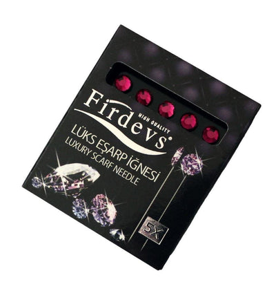 Firdevs Hijab Pins Magenta Firdevs Rhinestone Jewel Luxury Hijab Pins Set of 5 - Magenta Pink