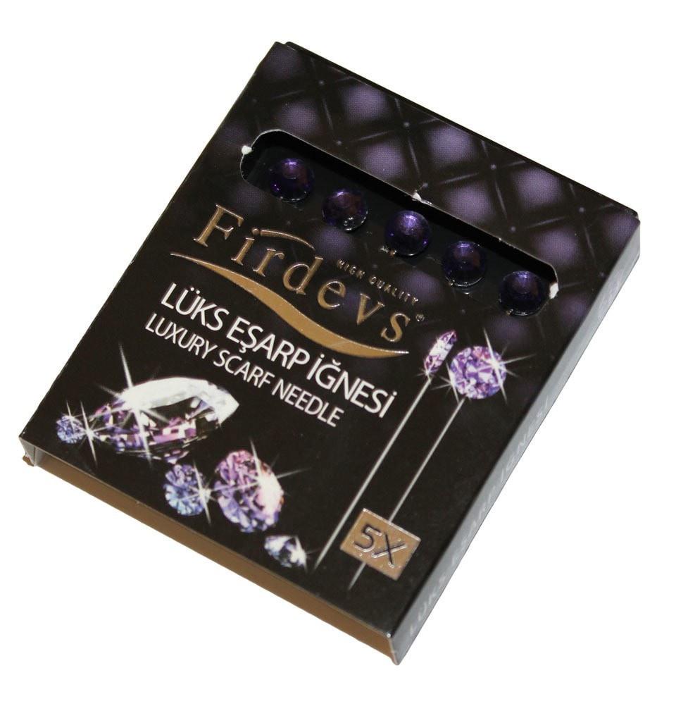 Firdevs Hijab Pins Firdevs Rhinestone Jewel Luxury Hijab Pins Set of 5 - Lilac - Modefa 