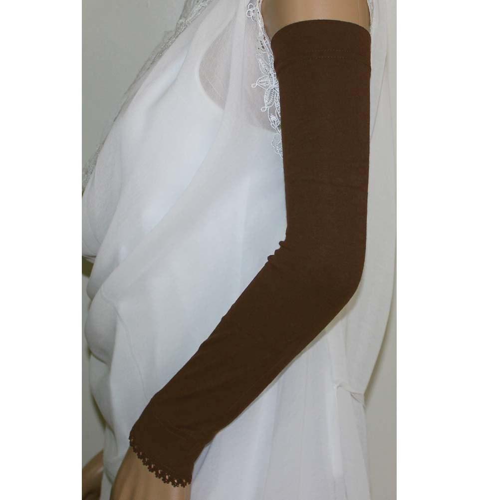 Firdevs Long Jersey Lace Arm Sleeves Brown