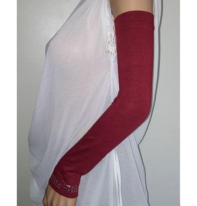 Firdevs Sleeves Firdevs Long Jersey Arm Sleeves Jeweled Dark Red - Modefa 