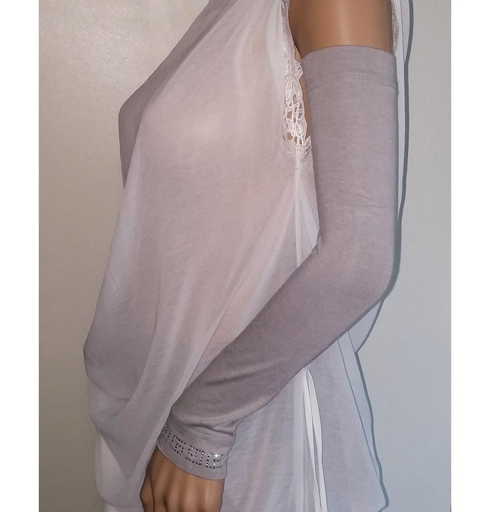 Firdevs Sleeves Firdevs Long Jersey Arm Sleeves Jeweled Grey - Modefa 