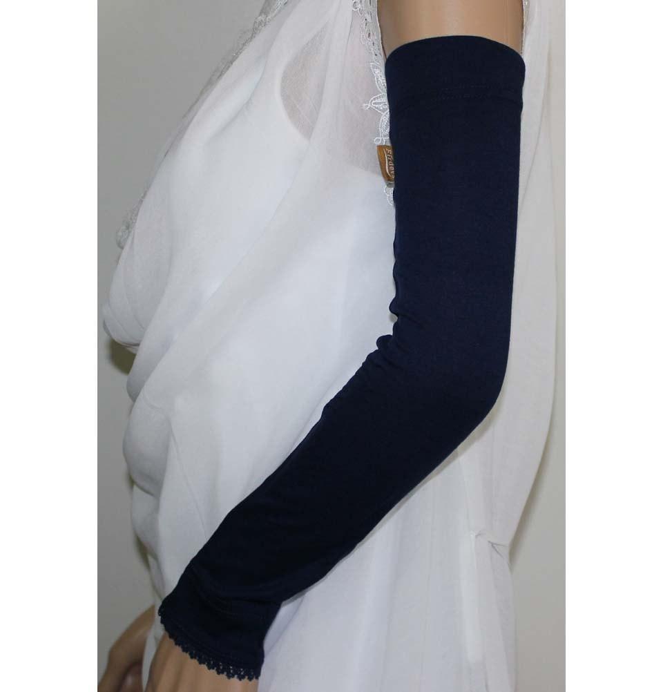 Firdevs Sleeves Firdevs Long Jersey Lace Arm Sleeves Navy Blue - Modefa 