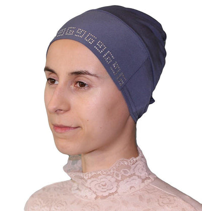 Firdevs Underscarf Firdevs Luxury Rhinestone Hijab Bonnet Underscarf Slate Blue - Modefa 