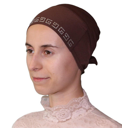 Firdevs Underscarf Firdevs Luxury Rhinestone Hijab Bonnet Underscarf Brown - Modefa 