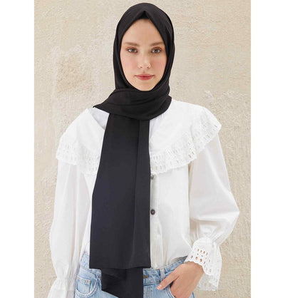 Fresh Scarf Shawl Black Medine Ipek Chiffon Hijab Shawl - Black