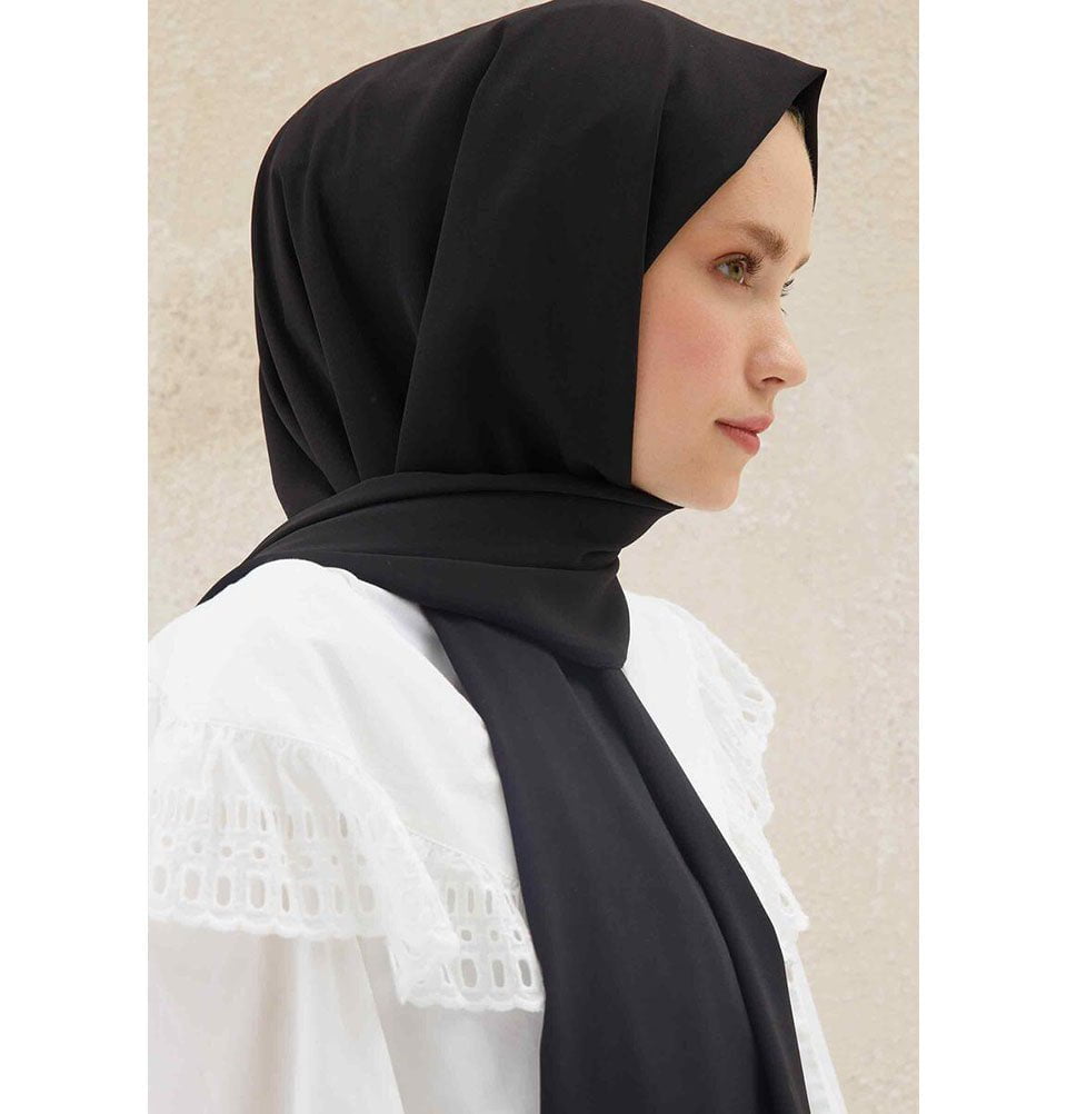 Fresh Scarf Shawl Black Medine Ipek Chiffon Hijab Shawl - Black