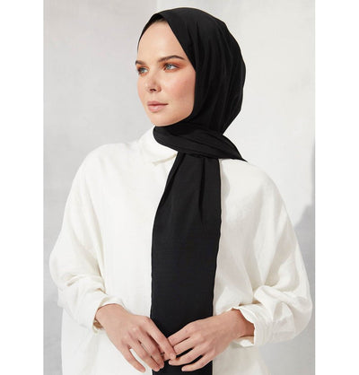 Fresh Scarf Shawl Black Punto Silky Hijab Shawl - Black