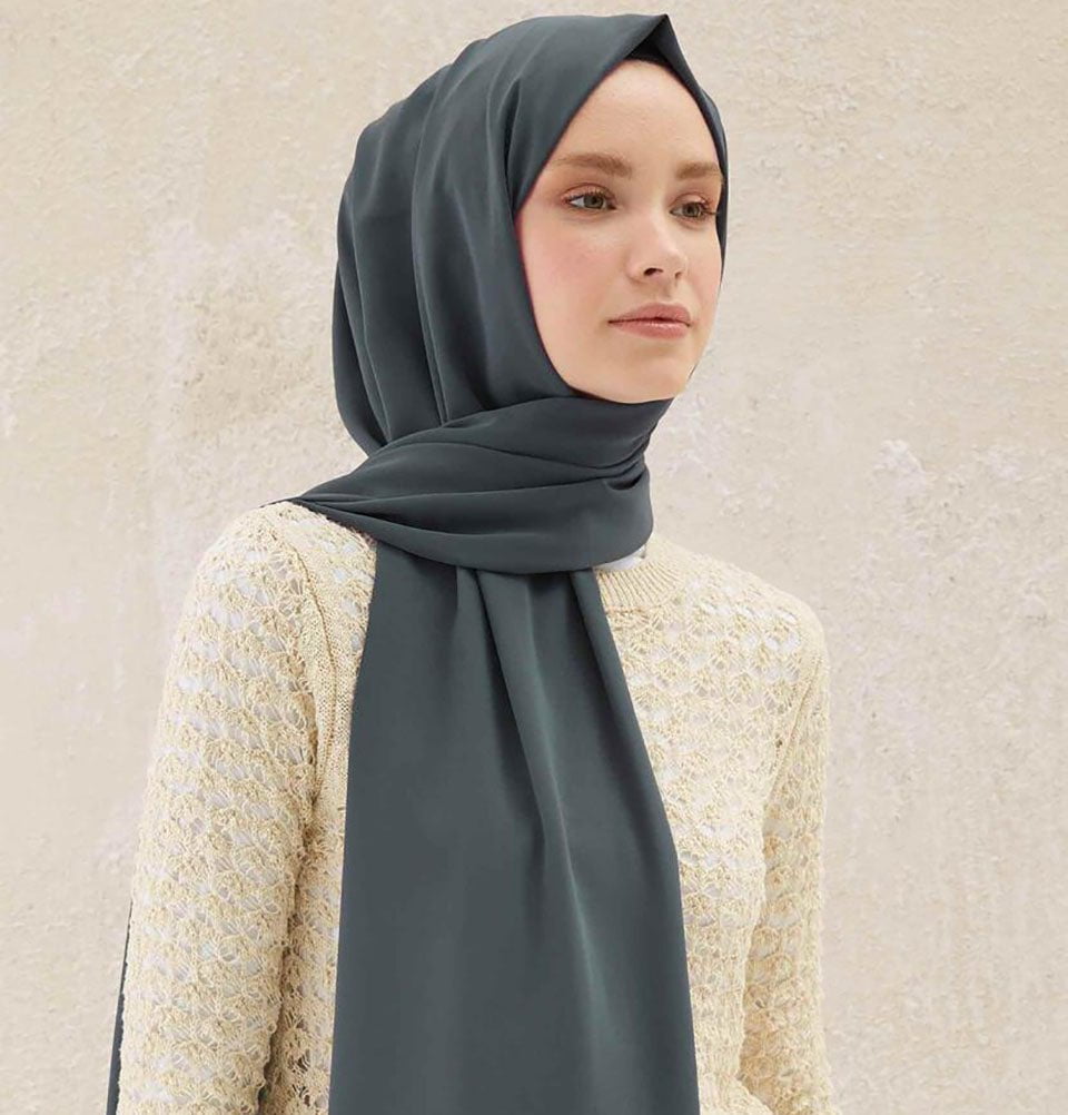Fresh Scarf Shawl Charcoal Grey Medine Ipek Chiffon Hijab Shawl - Charcoal Grey