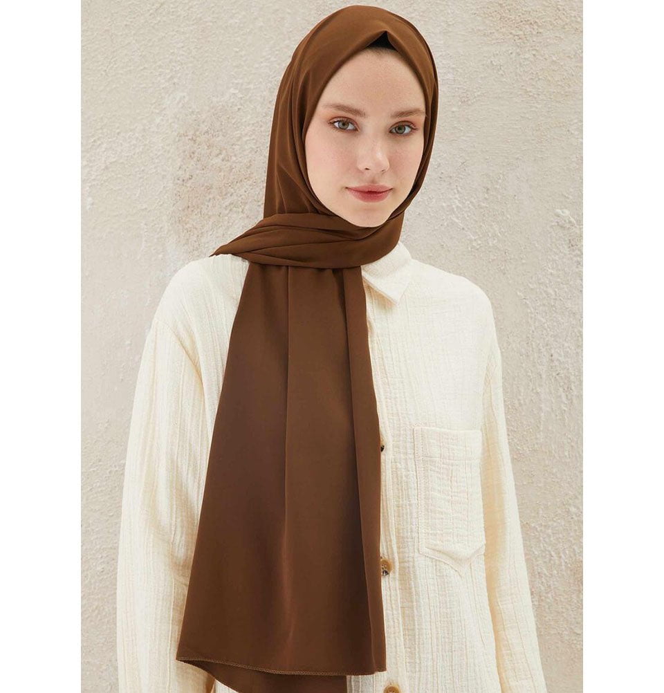 Fresh Scarf Shawl Chocolate Brown Medine Ipek Chiffon Hijab Shawl - Chocolate Brown