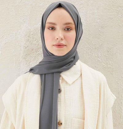 Fresh Scarf Shawl Dark Grey Medine Ipek Chiffon Hijab Shawl - Dark Grey