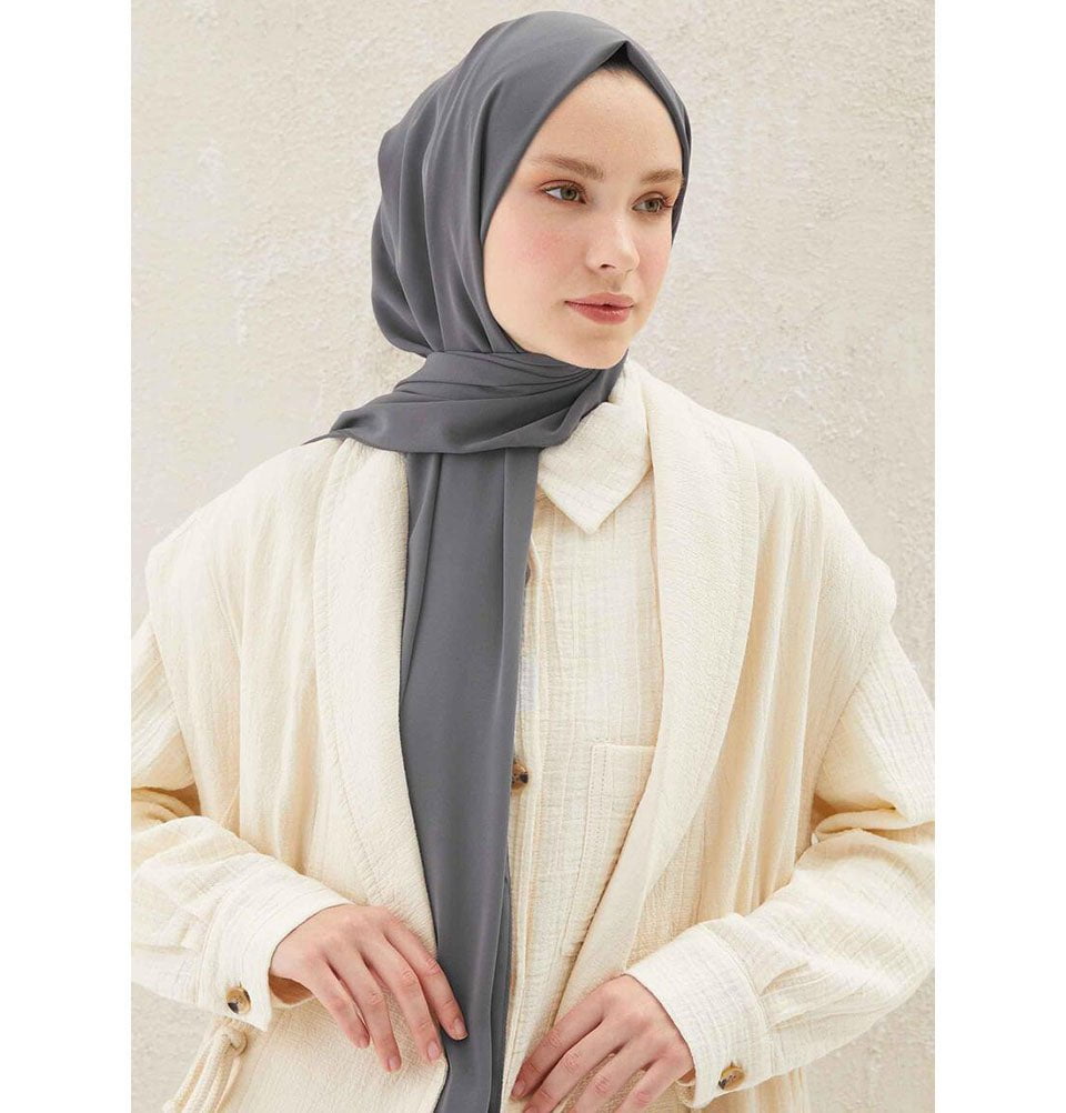 Fresh Scarf Shawl Dark Grey Medine Ipek Chiffon Hijab Shawl - Dark Grey