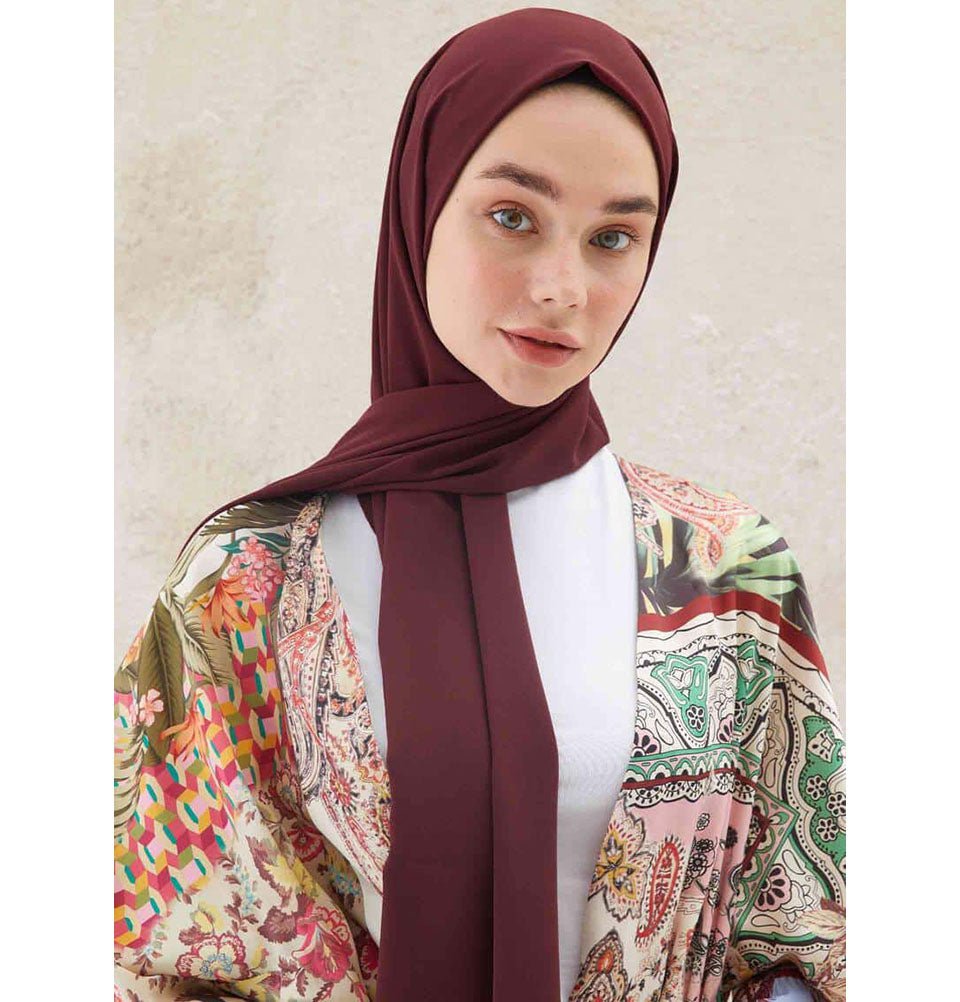 Fresh Scarf Shawl Dark Red Medine Ipek Chiffon Hijab Shawl - Dark Red