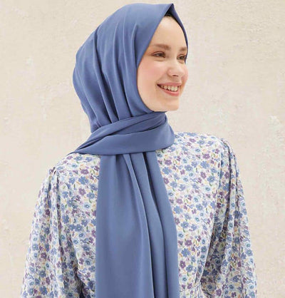 Fresh Scarf Shawl Denim Blue Medine Ipek Chiffon Hijab Shawl - Denim Blue