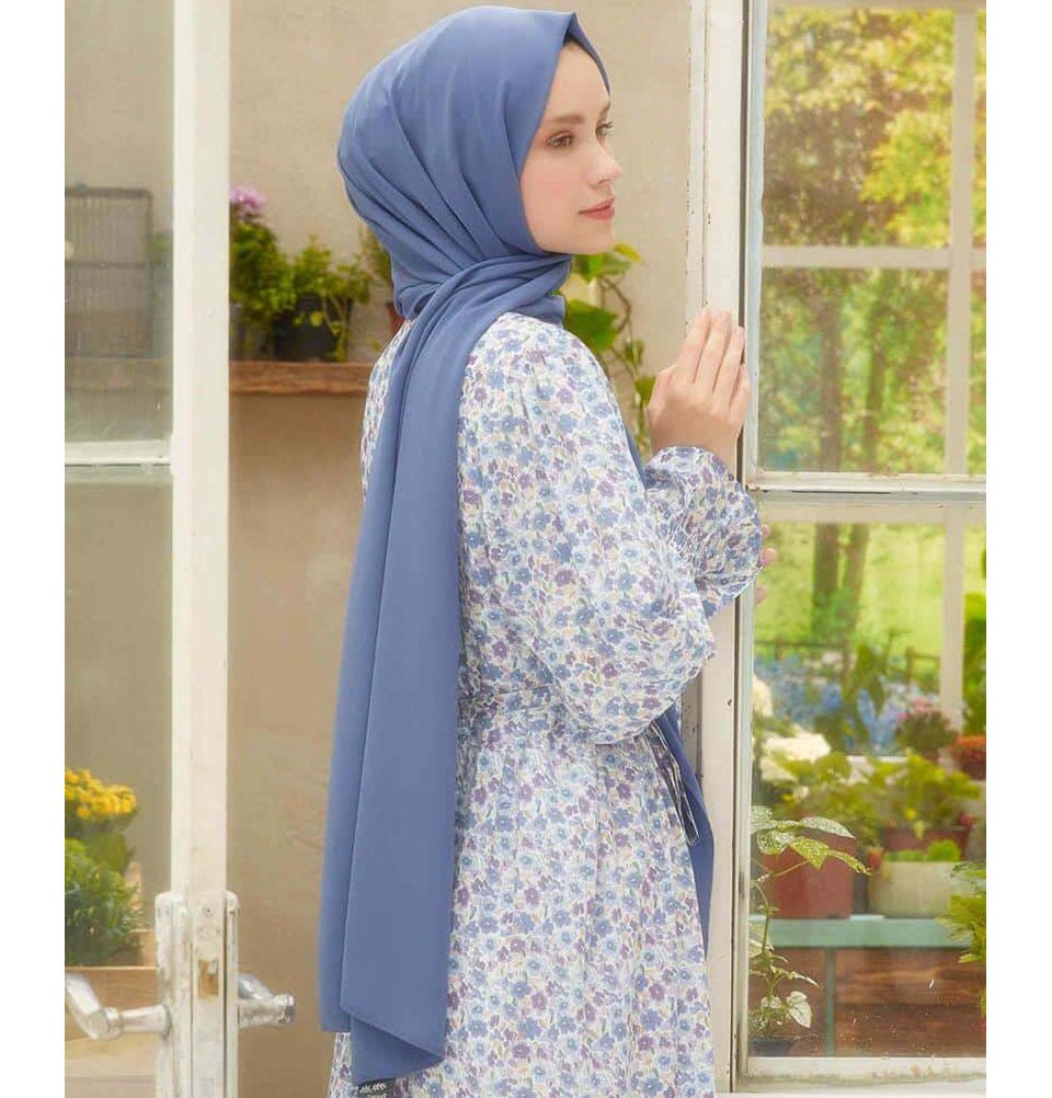 Fresh Scarf Shawl Denim Blue Medine Ipek Chiffon Hijab Shawl - Denim Blue