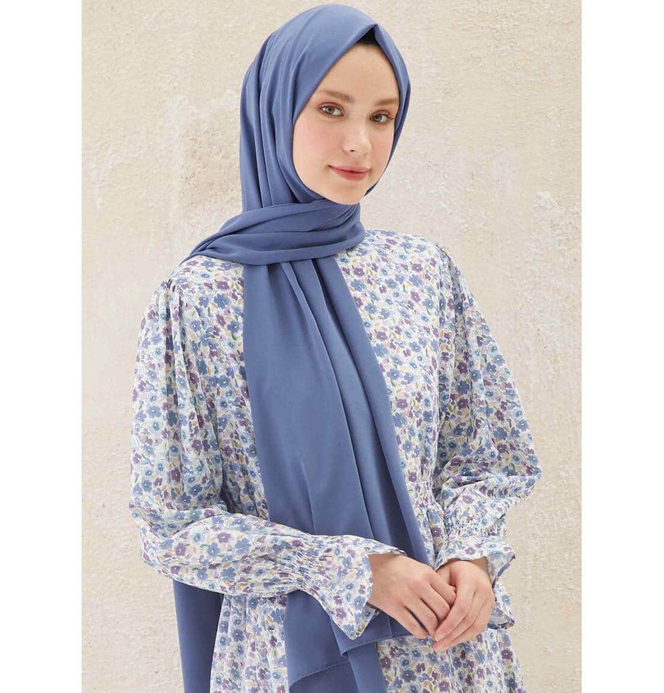 Fresh Scarf Shawl Denim Blue Medine Ipek Chiffon Hijab Shawl - Denim Blue
