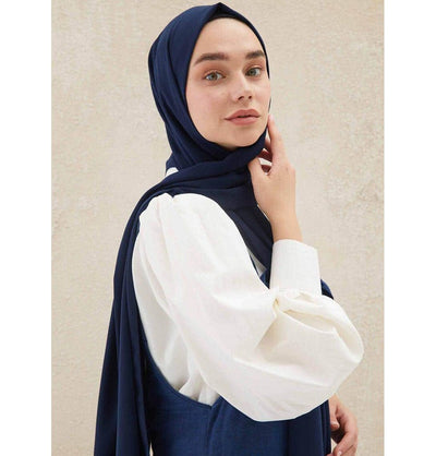 Fresh Scarf Shawl Navy Blue Medine Ipek Chiffon Hijab Shawl - Navy Blue