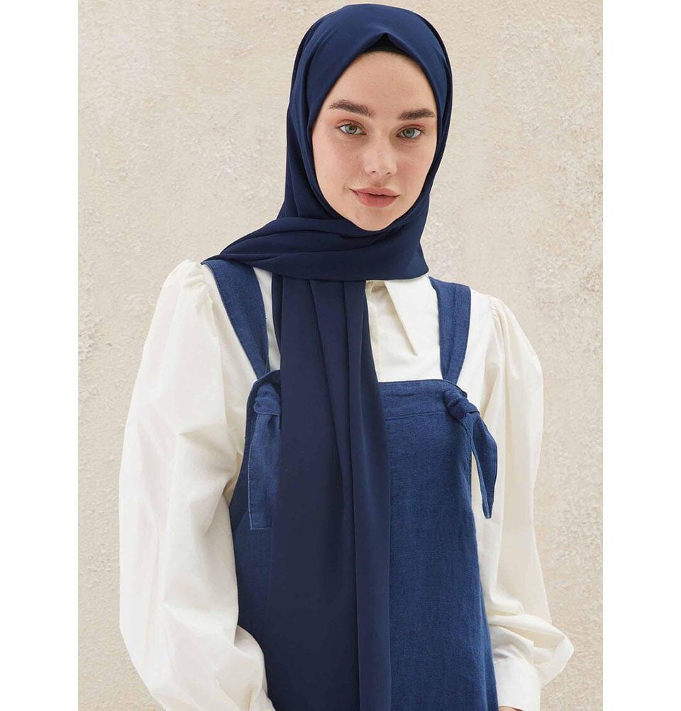 Fresh Scarf Shawl Navy Blue Medine Ipek Chiffon Hijab Shawl - Navy Blue