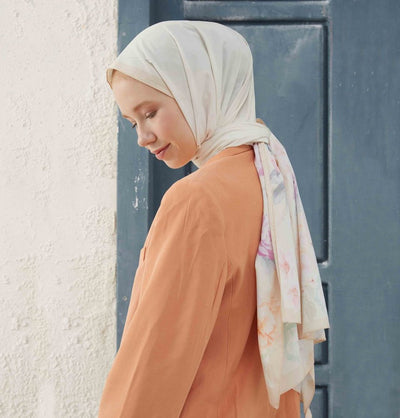 Fresh Scarf Shawl Peach Medine Ipek RoseBouquet Hijab Shawl - Peach