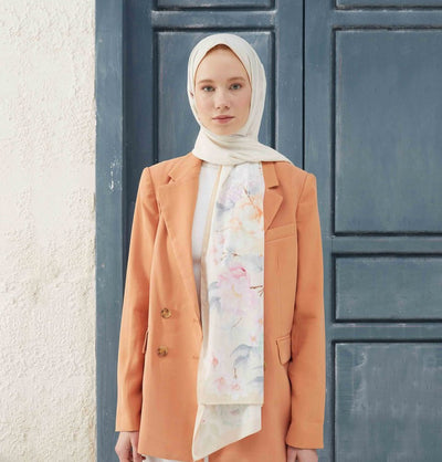 Fresh Scarf Shawl Peach Medine Ipek RoseBouquet Hijab Shawl - Peach