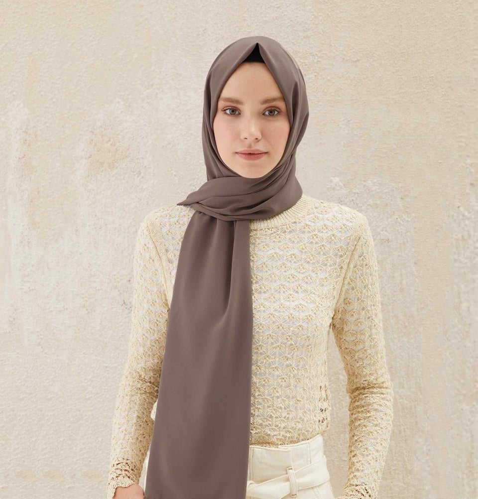 Fresh Scarf Shawl Powdered Coffee Medine Ipek Chiffon Hijab Shawl - Powdered Coffee