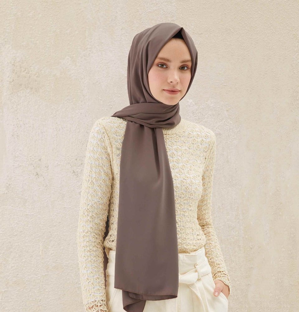 Fresh Scarf Shawl Powdered Coffee Medine Ipek Chiffon Hijab Shawl - Powdered Coffee