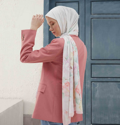 Fresh Scarf Shawl Soft Pink Medine Ipek RoseBouquet Hijab Shawl - Soft Pink