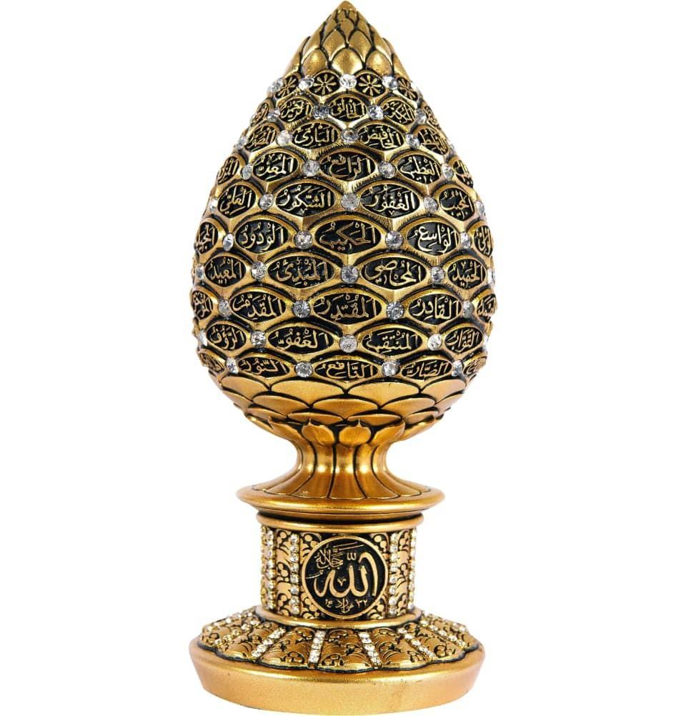 Gunes Islamic Decor Gold / Small Islamic Table Decor Golden Egg - 99 Names of Allah 1631