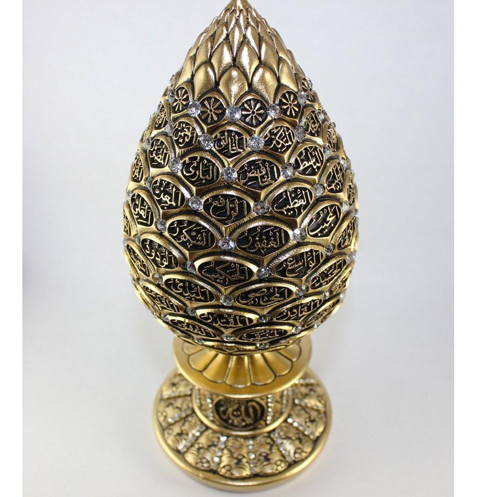 Gunes Islamic Decor Gold / Small Islamic Table Decor Golden Egg - 99 Names of Allah 1631