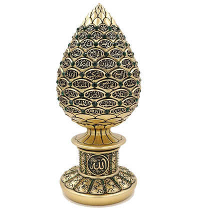 Islamic Table Decor 99 Names of Allah Egg Gold/Green 1634