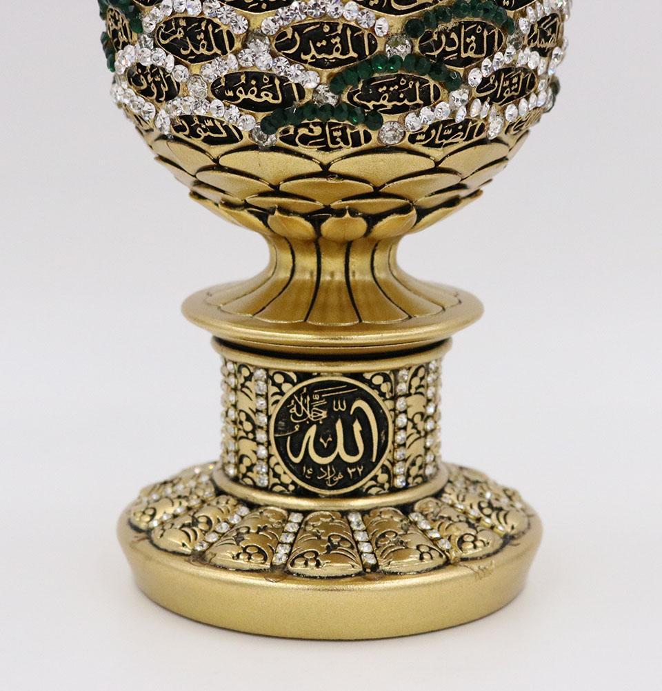 Islamic Table Decor 99 Names of Allah Egg Gold/Green