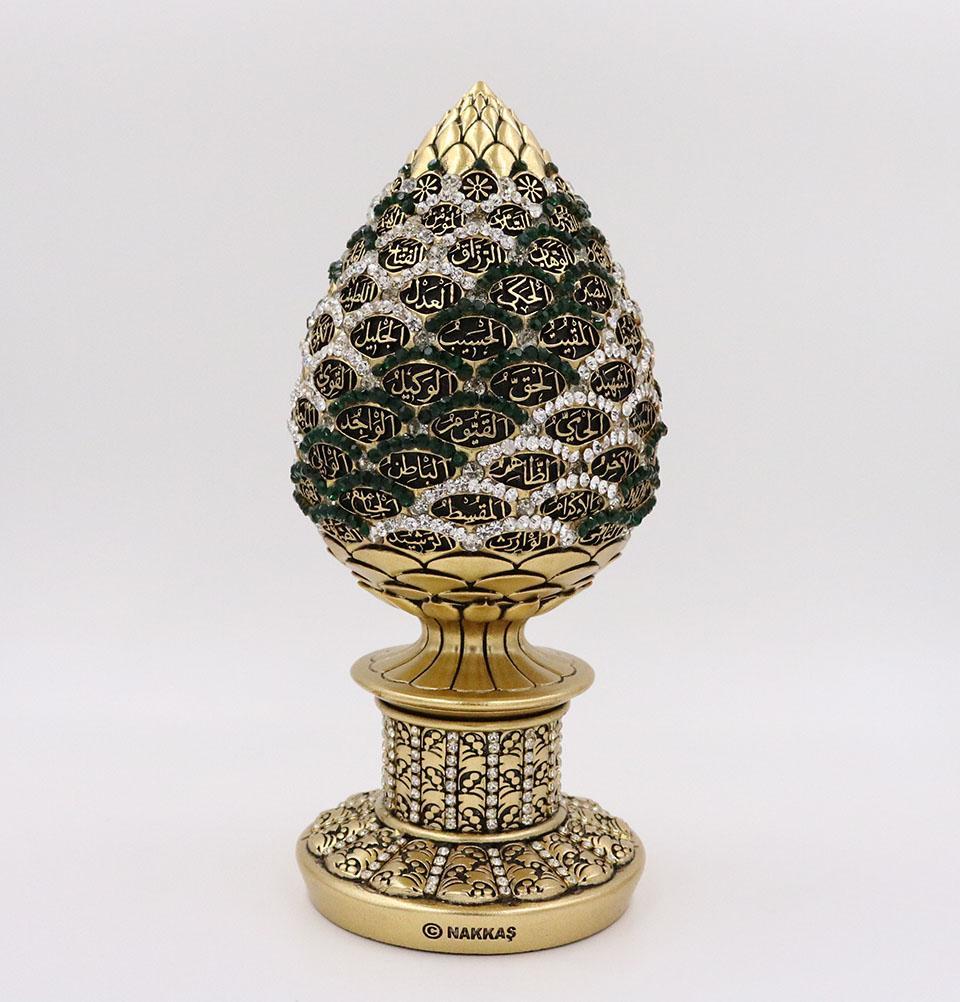 Islamic Table Decor 99 Names of Allah Egg Gold/Green