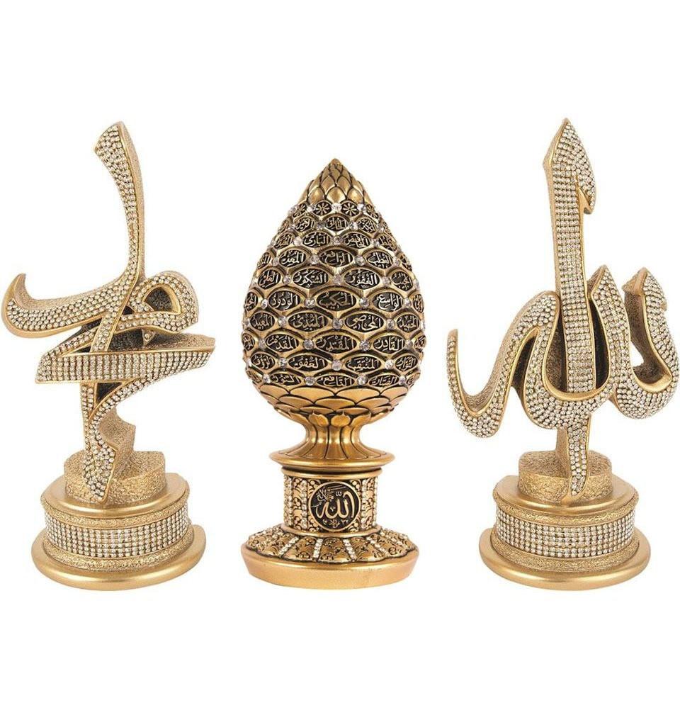 Gunes Islamic Decor Islamic Table Decor Arabic 3 Piece Set Allah, Muhammad & 99 Names Egg 1693 - Modefa 