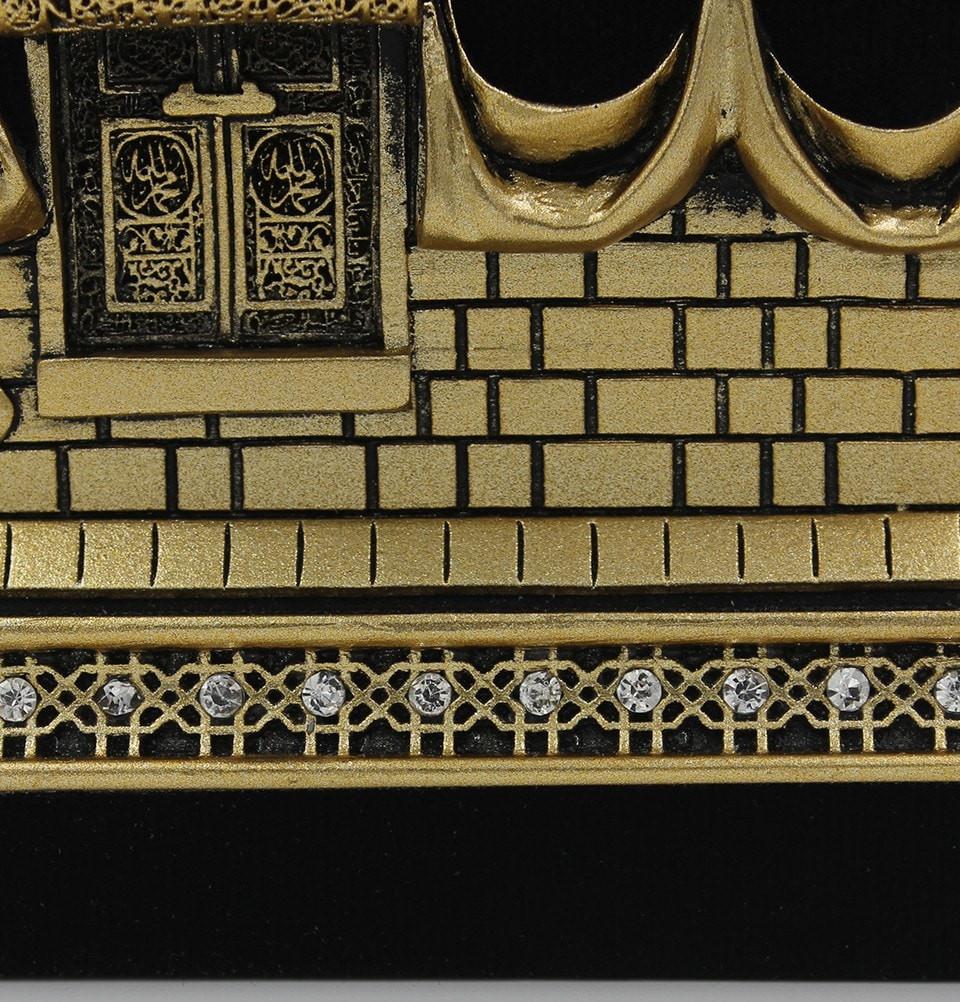 Hztyyier Musulmano Dorato Kaaba Libro Modello in Miniatura Modello Showpiece Architettura Islamica Artigianato Decorazioni per la casa Decorazioni Islamiche Decorazioni per Auto