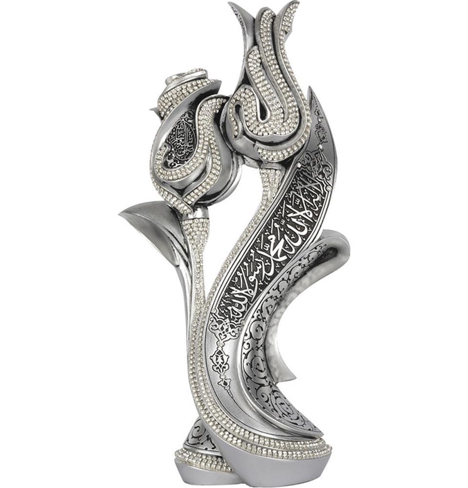 Islamic Table Decor Lale Gul Tulip & Rose Silver 2330