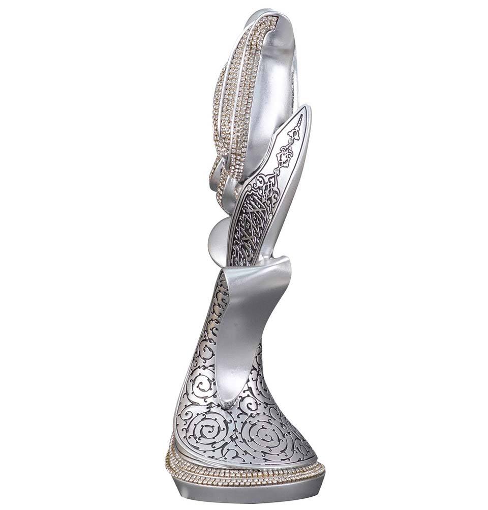 Gunes Islamic Decor Islamic Table Decor Lale Gul Tulip & Rose Silver 2330
