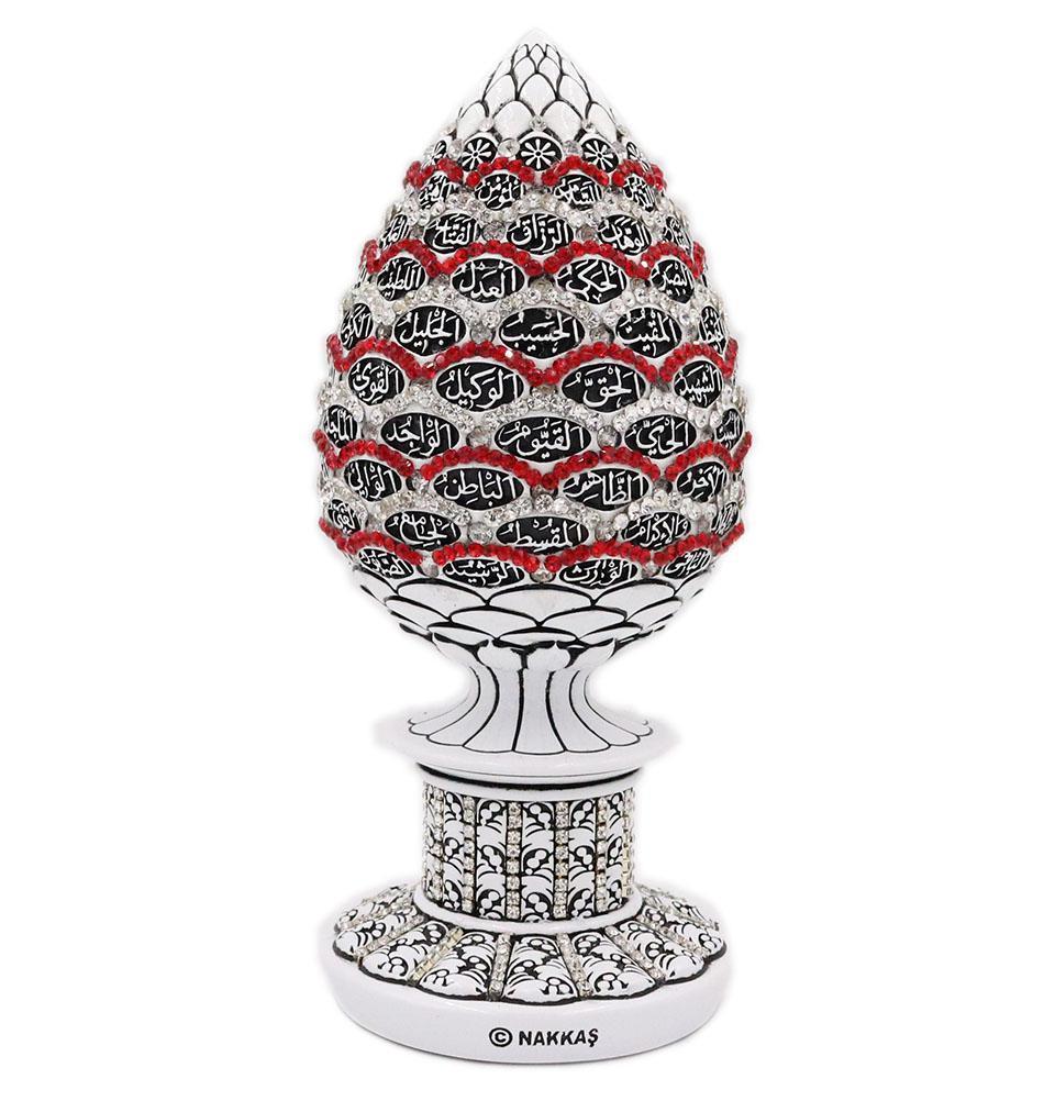 Islamic Table Decor 99 Names of Allah Egg Gold/White/Red 1669