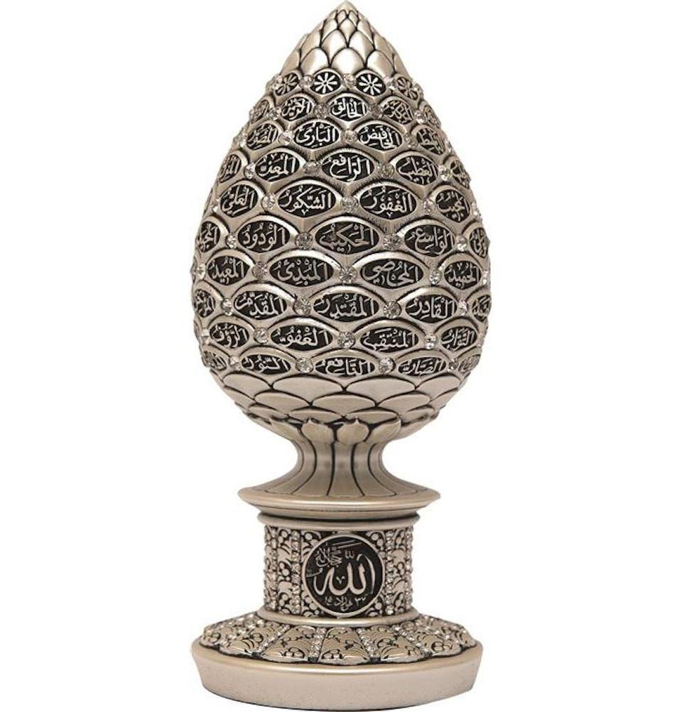 Gunes Islamic Decor Ivory Islamic Table Decor 99 Names of Allah Egg Mother of Pearl 1643