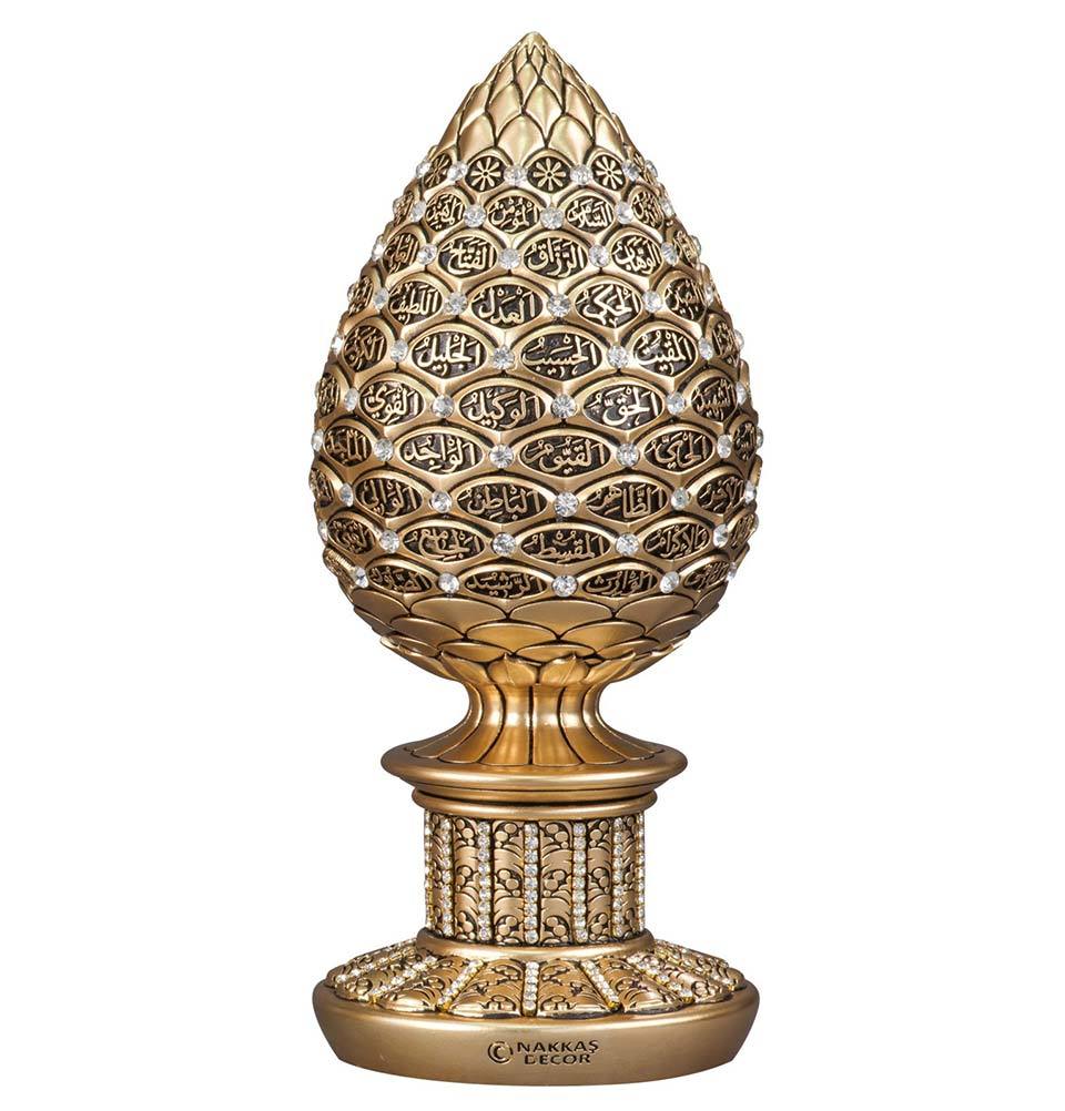 Islamic Table Decor 99 Names of Allah Egg Gold/Blue 1632 main image 1