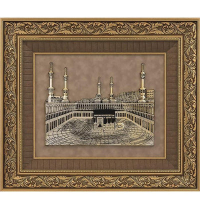 Gunes Islamic Decor Large Framed Art Kaba and Masjid al Haram 23.5 x 27.5in 1454 - Modefa 