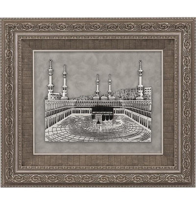 Gunes Islamic Decor Large Framed Art Kaba and Masjid al Haram 23.5 x 27.5in 1455 - Modefa 