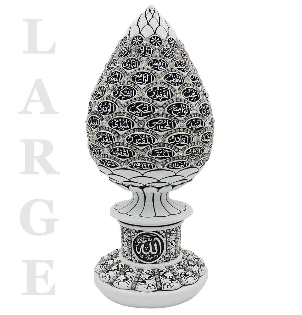 Gunes Islamic Decor Islamic Table Decor White Large Egg - 99 Names of Allah - Modefa 