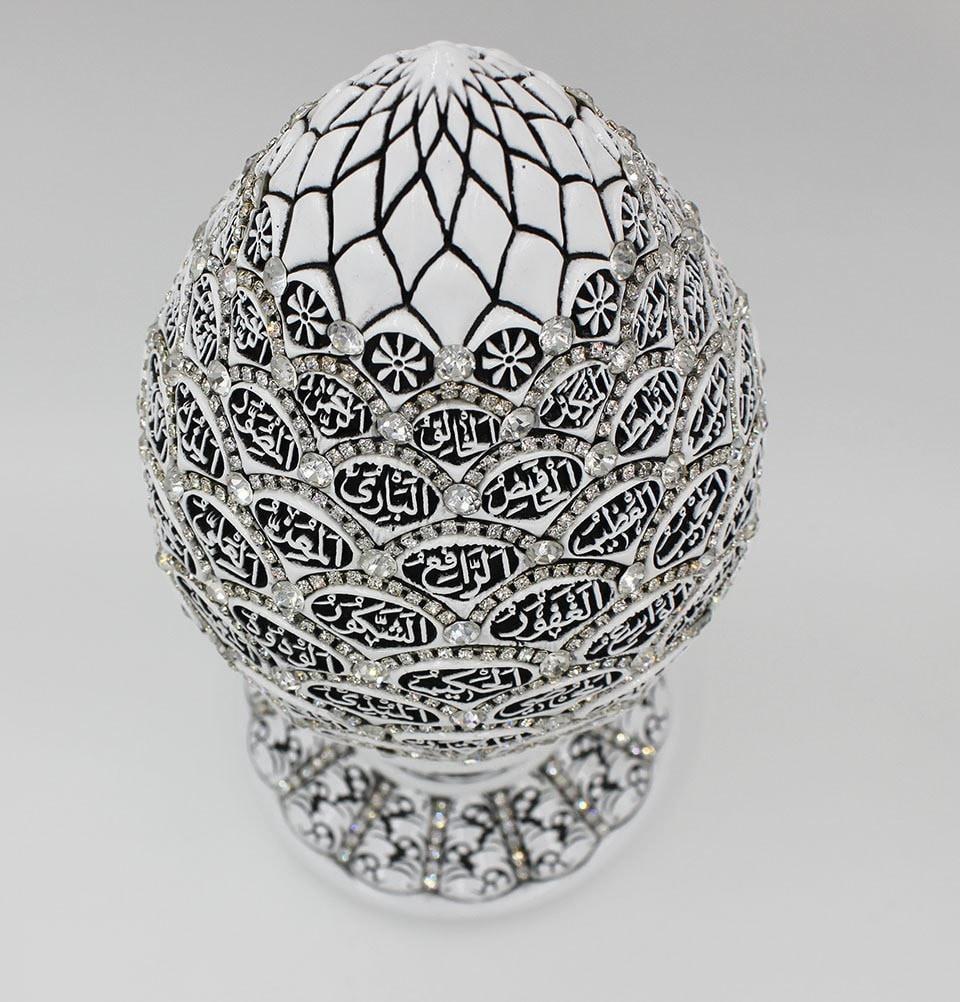 Gunes Islamic Decor Islamic Table Decor White Large Egg - 99 Names of Allah - Modefa 