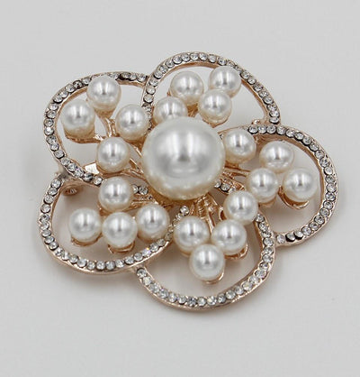 Handmade Hijab Pins Turkish Jeweled Brooch Faux Pearl Daisy - Modefa 