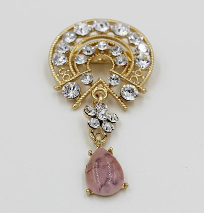 Handmade Hijab Pins Turkish Jeweled Rhinestone Dangling Brooch - Modefa 