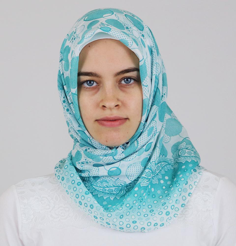 Ipekce scarf Turkish Yazma Square Hijab - Polka Dot Teal Green - Modefa 