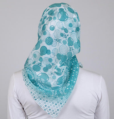 Ipekce scarf Turkish Yazma Square Hijab - Polka Dot Teal Green - Modefa 